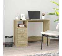 LoogCape Bureau avec 3 tiroirs en chêne Sonoma - 102 x 50 x 76 cm - Table d'ordinateur pour bureau à domicile - Espace de rangement pour livres et dossiers
