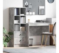 LoogCape Bureau avec tiroirs et étagère en béton gris, 2 pièces, 125,5 x 50 x 127 cm, table de bureau avec espace de rangement pour ordinateur portable, PC, apprentissage et ordre