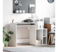 LoogCape Bureau Blanc en Bois d'ingénierie 120,5 x 44 x 88,5 cm avec Rangement Pratique pour Espace de Travail Moderne et Ergonomique chez soi