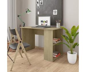 LoogCape Bureau chêne Sonoma 110x60x73 cm aggloméré pour étude Travail Ordinateur PC Gaming Station Ergonomique compacte avec 2 étagères Rangement Facile à Nettoyer