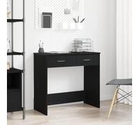 LoogCape Bureau en Bois d'ingénierie Noir Chêne Moderne 80 x 40 x 75 cm avec tiroirs pour Espace de Travail Compact et Ergonomique idéal pour télétravail, étude, Gaming ou Chambre