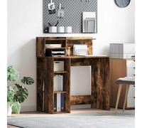 LoogCape Bureau en chêne fumé - 90 x 48 x 101,5 cm - 4 étagères - Bureau à domicile - Ordinateur portable - PC - Jeux - Études - Organiseur - Intérieur - Durable