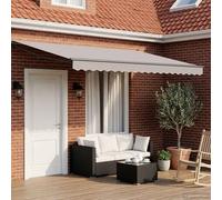 LoogCape Cadre d'auvent électrique anthracite en acier 4 x 2 m avec panneau solaire, télécommande et manivelle, pour balcon, terrasse, jardin, extensible pour ombrage en extérieur