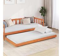LoogCape Cadre de lit à plateforme en pin massif marron ciré 70 x 190 cm Lit simple durable avec sommier à lattes pour chambre à coucher, chambre d'enfant, chambre d'amis, chambre d'adolescent, espace