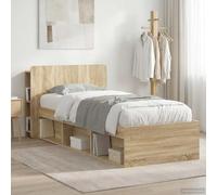 LoogCape Cadre de lit avec espace de rangement, chêne Sonoma 75 x 190 cm, matériau en bois, design moderne, matériau en bois durable, construction stable, peu encombrant, adapté pour la chambre à