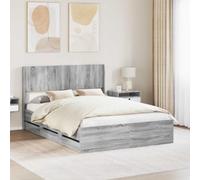 LoogCape Cadre de lit avec espace de rangement et tête de lit en bois Sonoma, lit double, lit simple rembourré, lit en bois solide avec 6 tiroirs, convient pour chambre à coucher
