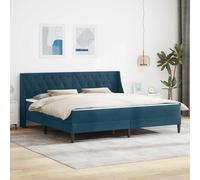 LoogCape Cadre de lit avec matelas en velours bleu 200 x 200 cm, cadre en contreplaqué, matelas en mousse froide de 20 cm, sommier à lattes ferme, soulagement de la pression confortable pour chambre à