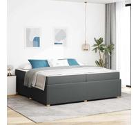 LoogCape Cadre de lit avec matelas, gris foncé, 200 x 200 cm, housse en tissu, cadre en bois, pieds en plastique solides, meubles de chambre à coucher modernes