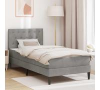 LoogCape Cadre de lit avec tête de lit gris clair velours 80 x 200 cm avec matelas en mousse à froid, sommier à lattes en contreplaqué, espace de rangement pour chambre à coucher, réversible