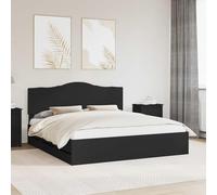 LoogCape Cadre de lit avec tiroirs - Noir - 200 x 200 cm - Ingénieur - En bois - Moderne - Avec espace de rangement pour chambre à coucher - Tête de lit incluse - Sommier à lattes stable - Montage