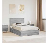 LoogCape Cadre de lit en bois Sonoma gris 120 x 190 cm avec espace de rangement, soutien stable du sommier à lattes, design moderne, durable, idéal pour les familles simples, tiroirs inclus