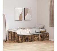 LoogCape Cadre de lit en chêne fumé 70 x 190 cm, matériau du bois, espace de rangement, design moderne, meubles de chambre à coucher durables pour lit simple