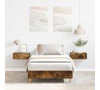 LoogCape Cadre de lit en chêne fumé 75 x 190 cm, matériau dérivé du bois, avec sommier à lattes, pieds stables, design moderne, pour chambre à coucher, meubles durables