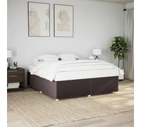 LoogCape Cadre de lit en tissu marron foncé, 180 x 200 cm, plate-forme robuste, avec pieds en plastique renforcé, pieds en bois de pin massif, pour meubles de chambre à coucher, sans matelas