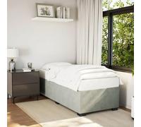 LoogCape Cadre de lit en velours gris clair 90 x 190 cm, lit plate-forme robuste, pieds en plastique renforcé, meubles de chambre à coucher durables, sans matelas