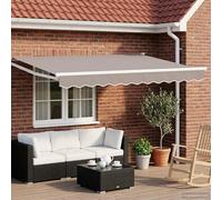 LoogCape Cadre de store électrique blanc en aluminium 2,5 x 2 m avec manivelle, extensible pour balcon, terrasse, jardin, protection solaire et brise-vue pour utilisation en extérieur