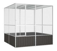 LoogCape Cage à oiseaux anthracite 213,5 x 217,5 x 211,5 cm en acier galvanisé avec cadre stable, grande liberté, bien ventilé, porte verrouillable sûre, convient pour perruches, canaris