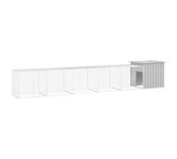 LoogCape Cage à poules grise 600 x 91 x 100 cm en acier galvanisé avec module d'extension pour extérieur et intérieur, enclos durable avec portail verrouillable, ventilation, résistant aux intempéries