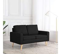 LoogCape Canapé 2 places noir avec housse en tissu de polyester, 130 x 76 x 82,5 cm, cadre en bois massif, rembourrage confortable pour salon, chambre à coucher, petites pièces