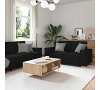 LoogCape Canapé 3 pièces, noir, mélange de lin, design moderne, 220 x 78 x 84 cm, cadre en métal contreplaqué robuste, pour salon, ensemble de meubles de salon durable