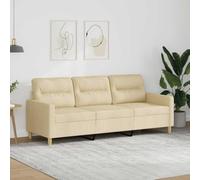 LoogCape Canapé à 3 Places Crème en Tissu Durable avec Cadre métallique Robuste pour Salon, séjour ou Chambre, offrant Un Confort Optimal, Design Moderne, idéal pour détente et convivialité
