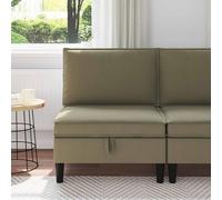LoogCape Canapé central avec espace de rangement, en velours kaki, 70 x 70 x 82 cm, rembourré, ergonomique, matériau durable, peu encombrant, pour salon, avec coussin de dossier et coussin d'assise