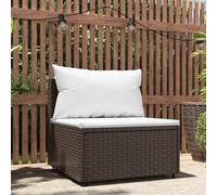 LoogCape Canapé Central de Jardin avec Coussins Marron en résine tressée Robuste, Dimensions 63 x 63 x 57,5 cm, Ensemble modulable pour terrasse ou Patio, idéal pour détente en extérieur