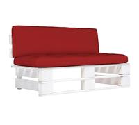 LoogCape Canapé Central modulable pour Jardin en Bois de pin imprégné Blanc avec Coussins Rouges, mobilier extérieur, siège sectionnel, pour terrasse, Patio ou Salon