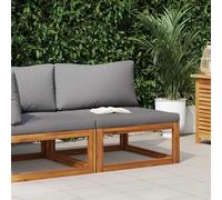 LoogCape Canapé Central sectionnel en Bois d'acacia Massif avec Coussins Gris foncé pour Salon extérieur modulable avec éléments de siège et Dossier Robuste