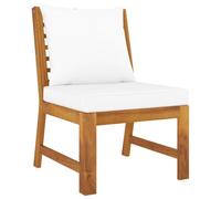 LoogCape Canapé Central sectionnel modulable avec Coussins crème en Bois d'acacia Massif résistant aux intempéries pour Salon extérieur Patio terrasse Balcon