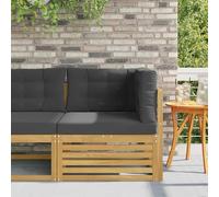 LoogCape Canapé d'angle d'extérieur en bois d'acacia massif blanc avec coussin résistant aux intempéries, 83 x 83 x 73 cm, design moderne à lamelles, extensible de manière polyvalente pour terrasse