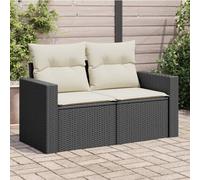LoogCape Canapé de jardin, 2 places, en polyrotin, noir, résistant aux UV, 131 x 62 x 69 cm, canapé d'extérieur avec espace de rangement, design modulaire, pour terrasse et jardin