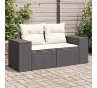 LoogCape Canapé de jardin avec coussin, 2 places, noir, en rotin synthétique, design modulaire, pour meubles de patio, résistant aux UV et facile d'entretien, pour des heures de détente