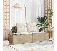 LoogCape Canapé de jardin, avec coussin, beige, 184 x 62 x 69 cm, en polyrotin, 2 places, pour terrasse, balcon et jardin, résistant aux UV, modulaire