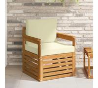 LoogCape Canapé d'extérieur en bois d'acacia massif et polyester naturel résistant aux intempéries extensible avec coussin pour terrasse, balcon, jardin, salon, module d'angle central
