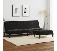 LoogCape Canapé-lit 2 places avec repose-pieds, en velours noir, 200 x 84,5 x 69 cm, convertible, pour salon, chambre d'amis, petits espaces
