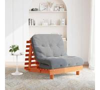 LoogCape Canapé-lit futon avec matelas, marron, 80 x 206 x 11 cm, en pin massif, pliable, peu encombrant, convient comme lit d'invité, lit de jour, design japonais, charge jusqu'à 110 kg