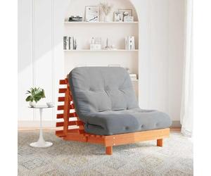 LoogCape Canapé-lit futon avec matelas, marron, 80 x 206 x 11 cm, en pin massif, pliable, peu encombrant, convient comme lit d'invité, lit de jour, design japonais, charge jusqu'à 110 kg