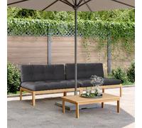 LoogCape Canapés centraux en Bois d'acacia Massif avec Coussins imperméables pour Salon de Jardin modulable Ensemble de mobilier extérieur terrasse Balcon Patio Veranda Piscine