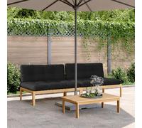 LoogCape Canapés centraux en Palette de Jardin 2 pièces avec Coussins en Bois d'acacia Massif, mobilier Lounge extérieur résistant pour terrasse Balcon Patio Veranda Piscine