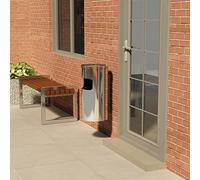 LoogCape Cendrier mural en acier inoxydable 26 l avec cendrier amovible, résistant à la rouille, coupe-vent, anti-odeur, pour extérieur, balcon, terrasse, accessoires de fumée robustes, montage mural