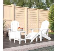 LoogCape Chaise Adirondack de Jardin Blanche avec Repose-Pied et Table en PEHD résistante aux intempéries pour terrasse Patio extérieur mobilier de Jardin