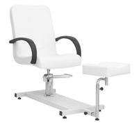 LoogCape Chaise de massage avec repose-pieds - Blanc - 127 x 60 x 98 cm - En cuir synthétique - Réglable électriquement - Rotation à 360 ° - Pour bien-être, dos, cou, tout le corps, soulagement du