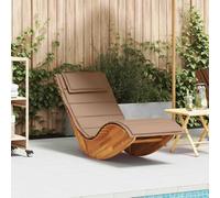 LoogCape Chaise longue à bascule en bois d'acacia massif avec coussin, chaise longue ergonomique pour terrasse, jardin et piscine, rembourrée, résistante aux intempéries, relaxante, 154 x 60 x 74 cm