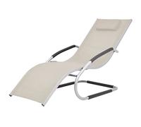 LoogCape Chaise longue avec coussin en aluminium et textilène crème pour jardin, terrasse, piscine, chaise longue de relaxation, ergonomique, réglable, résistante aux intempéries, pliable, 62 x 152 x