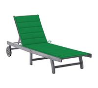 LoogCape Chaise longue avec coussin en bois d'acacia massif gris, dossier réglable, 200 x 59 à 63 x 30 à 85 cm, résistant aux intempéries, pour jardin, balcon, terrasse, piscine
