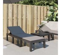 LoogCape Chaise longue avec coussin en polypropylène anthracite, 195 x 65 x 78 cm, dossier réglable, ensemble de meubles de jardin durable pour la détente en plein air