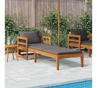LoogCape Chaise longue avec coussin gris foncé, bois d'acacia massif, 202 x 68 x 60 cm, durable, pour l'extérieur, meubles de terrasse