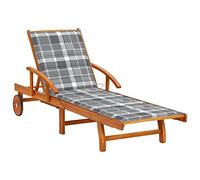 LoogCape Chaise Longue de Jardin en Bois d'acacia Massif avec Coussin réglable, Repose-Pied inclinable, roulettes, Table escamotable, idéale pour terrasse, Balcon, Piscine ou Plage, Confort Durable