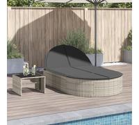 LoogCape Chaise longue double avec coussin gris clair en polyrotin, dossier réglable, rembourré, 110 x 200 cm, résistant aux intempéries, pour jardin, balcon et terrasse